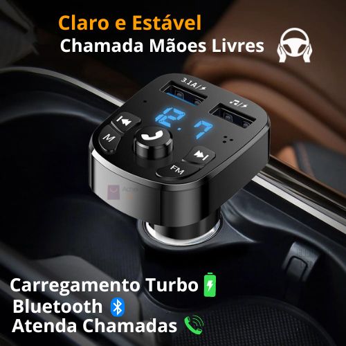 Turbo Charge BT - Carregador Turbo com MP3 - Bluetooth Achei alí