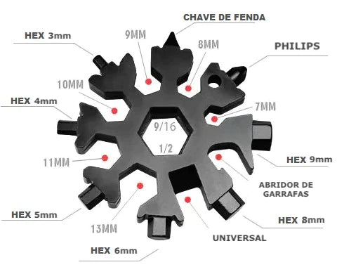 Chave Emergencial 18 em 1 em Aço Inoxidável Achei alí